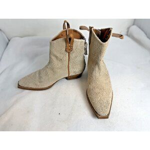 Free People We The Free Wesley Ankle Boot Western Beige Suede Sz 37 US 6.5-7